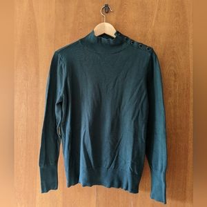 Ann Taylor mock neck in deep green, size L